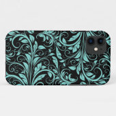 Elegant blauwgroen blauw- en zwart damesgrieppatro Case-Mate iPhone case (Achterkant (horizontaal))