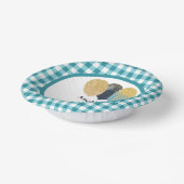 Elegant Blauwgroen Blauw Gingham & Ballonnen 1e Ve Papieren Kommen (Gebogen)