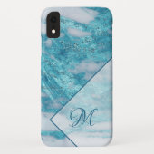 Elegant Blauwgroen Blauw Glitter Bling Geometric M Case-Mate iPhone Case (Achterkant)
