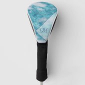 Elegant Blauwgroen Blauw Glitter Bling Geometric M Golfheadcover (Voorkant)