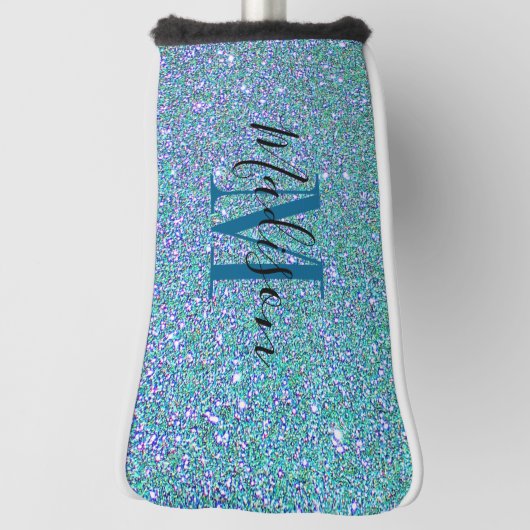 Elegant Blauwgroen blauw glitter Sparkle Monogram Golfheadcover (Draai 90)