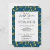 Elegant Blauwgroen Blauw Goud Vlinders Vrijgezelle Kaart (Voorkant)