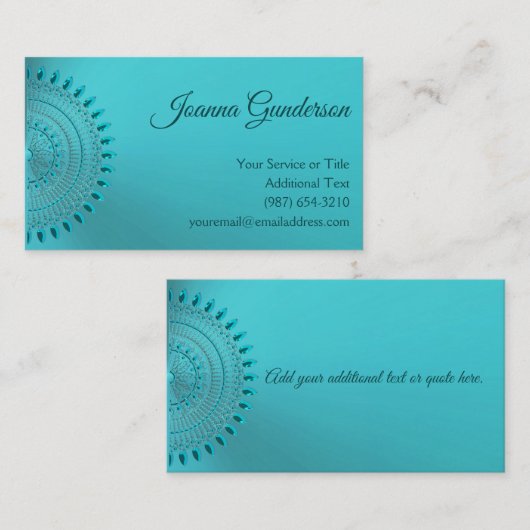 Elegant Blauwgroen Blauw Groen Mandala Visitekaartje (Voorkant / Achterkant)
