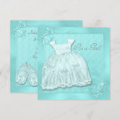 Elegant Blauwgroen Blauw Jurk Baby shower Kaart (Voorkant / Achterkant)