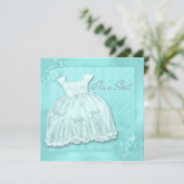 Elegant Blauwgroen Blauw Jurk Baby shower Kaart (Staand voorkant)