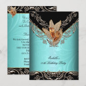 Elegant Blauwgroen blauw karamel goudfeest Kaart (Voorkant / Achterkant)