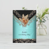 Elegant Blauwgroen blauw karamel goudfeest Kaart (Staand voorkant)