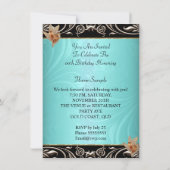 Elegant Blauwgroen blauw karamel goudfeest Kaart (Achterkant)