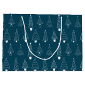 Elegant Blauwgroen Blauw Kerstmis Pine Tree patroo Groot Cadeauzakje (Achterkant)