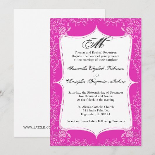 Elegant Blauwgroen Blauw Monogram Weddenschappen Kaart (Voorkant / Achterkant)