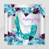 Elegant Blauwgroen blauw Paars Hi Heels Birthday P Kaart (Voorkant / Achterkant)