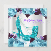 Elegant Blauwgroen blauw Paars Hi Heels Birthday P Kaart (Voorkant)