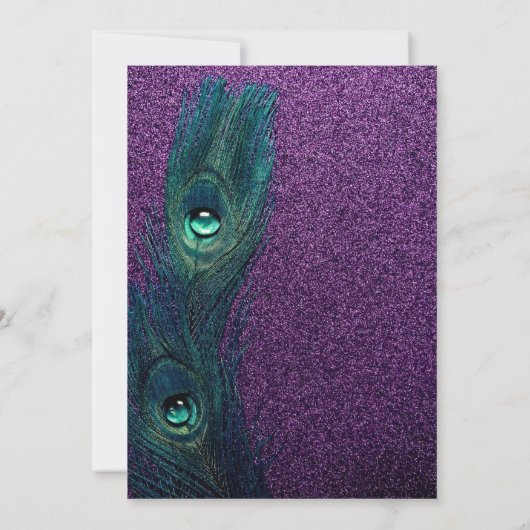 Elegant Blauwgroen Blauw Paarse Peacock Vrijgezell Kaart (Achterkant)