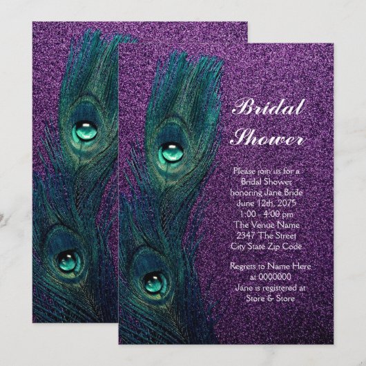 Elegant Blauwgroen Blauw Paarse Peacock Vrijgezell Kaart (Voorkant / Achterkant)