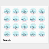 Elegant Blauwgroen Blauw Roze Baby showers Sticker (Vel)