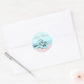 Elegant Blauwgroen Blauw Roze Baby showers Sticker (Envelop)