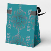 Elegant Blauwgroen Blauw Scroll - Favor Box Bedankdoosjes (Achterkant)