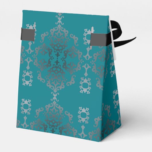Elegant Blauwgroen Blauw Scroll - Favor Box Bedankdoosjes (Achterkant)