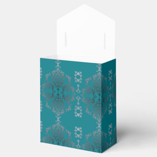 Elegant Blauwgroen Blauw Scroll - Favor Box Bedankdoosjes (Geopend)