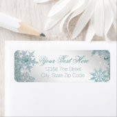 Elegant Blauwgroen Blauw Sneeuwvlokje Etiket (Insitu)