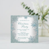 Elegant Blauwgroen blauw Snowflake kerstfeest Kaart (Staand voorkant)