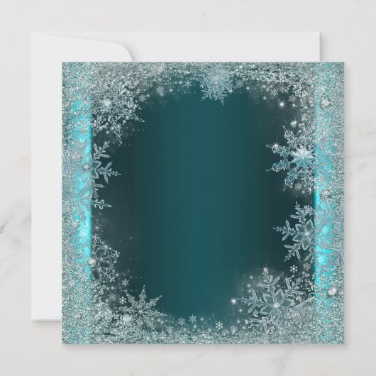 Elegant Blauwgroen blauw Snowflake kerstfeest Kaart (Achterkant)