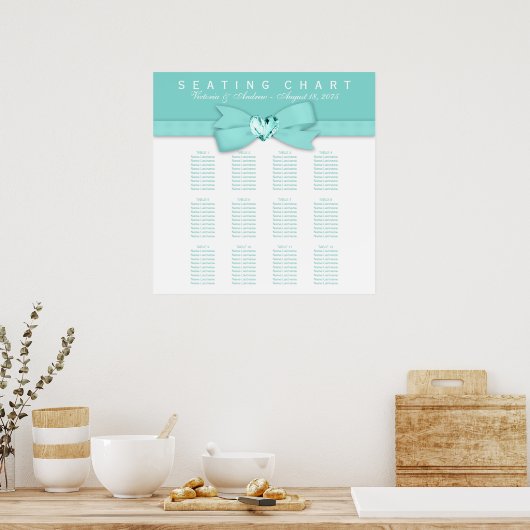 Elegant Blauwgroen blauw-weduwenkaart Poster (Keuken)