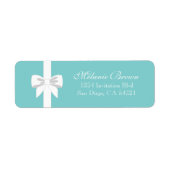 Elegant Blauwgroen Blauw Wit Lint Etiket (Voorkant)