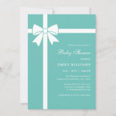 Elegant Blauwgroen blauw & wit lintboog Baby showe Kaart (Voorkant)