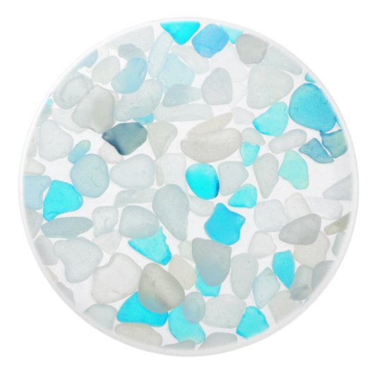 Elegant Blauwgroen blauw Zee Glass Abstract Design Keramische Knop (Voorkant)