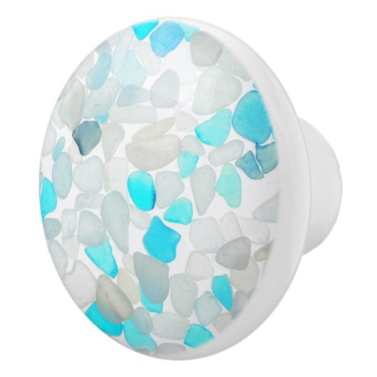 Elegant Blauwgroen blauw Zee Glass Abstract Design Keramische Knop (Rechts)