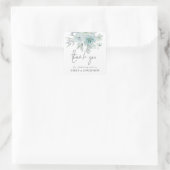 Elegant Blauwgroen Blauw Zee Mist Floral Hartelijk Vierkante Sticker (Tas)
