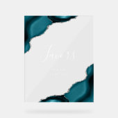 Elegant Blauwgroen Blauw Zilver Agaat Bruiloft Gun Acryl Bord (Voorkant)