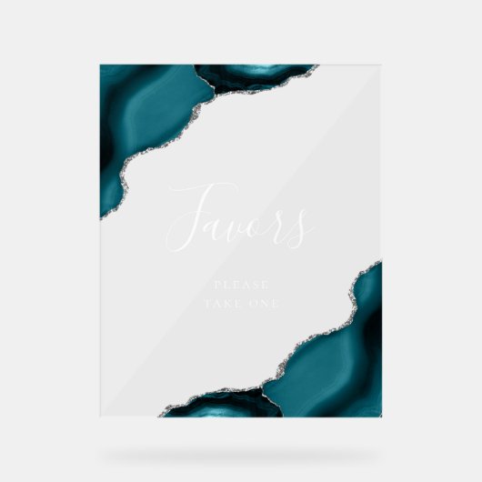 Elegant Blauwgroen Blauw Zilver Agaat Bruiloft Gun Acryl Bord (Voorkant)