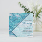 Elegant Blauwgroen blauwe marmer Glitter Geometric Kaart (Staand voorkant)