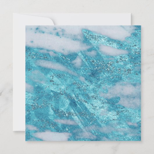 Elegant Blauwgroen blauwe marmer Glitter Geometric Kaart (Achterkant)