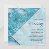 Elegant Blauwgroen blauwe marmer Glitter Geometric Kaart (Voorkant)