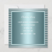 Elegant Blauwgroen Blauwe Stripe Witte Boe Kaart (Achterkant)