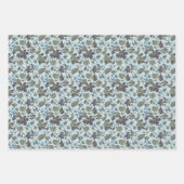 Elegant blauwgroen bloempatroon inpakpapier vel (Voorkant 3)