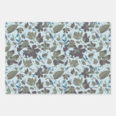 Elegant blauwgroen bloempatroon inpakpapier vel (Voorkant 2)