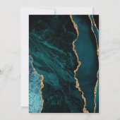 Elegant Blauwgroen Blue Agate Gold Wedding Kaart (Achterkant)