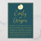 Elegant Blauwgroen Blue and Gold Beach Wedding Folie Uitnodiging (Voorkant)