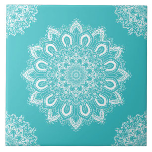 Elegant Blauwgroen Blue Aqua Boho Chic Mandala Tegeltje
