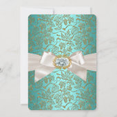 Elegant Blauwgroen Blue Birthday Party Damask Crea Kaart (Achterkant)