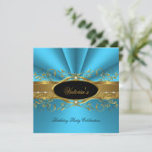 Elegant Blauwgroen Blue Black Birthday Kaart (Staand voorkant)