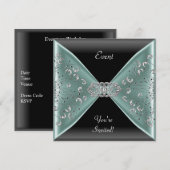 Elegant Blauwgroen Blue Black Event Party Kaart (Voorkant / Achterkant)