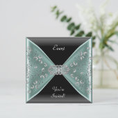 Elegant Blauwgroen Blue Black Event Party Kaart (Staand voorkant)