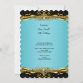 Elegant Blauwgroen Blue Black Gold 60th Birthday P Kaart (Achterkant)