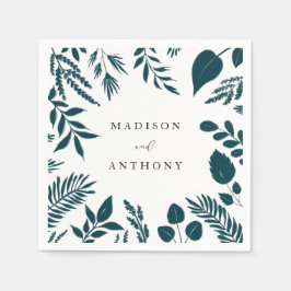 Elegant Blauwgroen Blue Botanical Wedding Servet