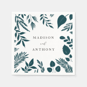 Elegant Blauwgroen Blue Botanical Wedding Servet